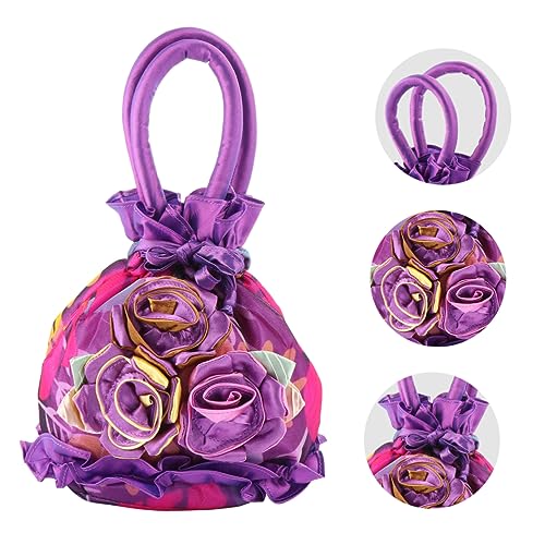 COLLBATH Stoff-Abendtasche Für Damen Zarte Blume Form Abendhandtasche Leicht Mit Tragegriff Kosmetik Lagerung Tasche Für Partys Und Täglichen Gebrauch von COLLBATH