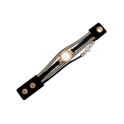COLLBATH Strass Damen Armbanduhr Mit Quarzwerk Schwarz Kreatives Handgelenkarmband Elegantes Design Für Frauen Geschenkidee von COLLBATH