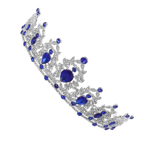 COLLBATH Barocke Krone Tiara Kopfbedeckungen Zubehör Blau Kopfbedeckung Königin Damen Frau Für Brautkrone Abschlussball Frauen Strass Accessoires Kristalle Hochzeitskronen Be Zinklegierung von COLLBATH
