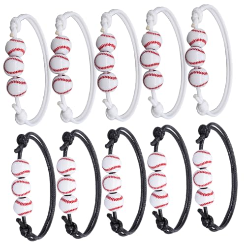 COLLBATH Baseballarmbänder für Jungen Geflochtene Armbänder Baseball Charm Armbänder Gewebte Perlen Baseball Armbänder Verstellbares Baseball Design Gewebtes Armband Kreatives Armband von COLLBATH