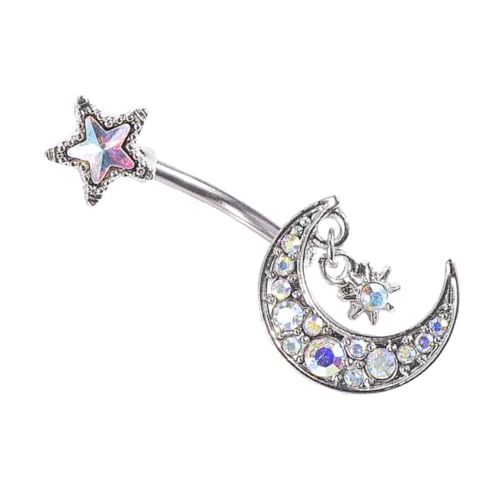 COLLBATH Bauchnabelpiercing Ring Mond Stern Design Modischer Körperschmuck für Frauen und Mädchen Langlebig Vielseitig Tragbar von COLLBATH