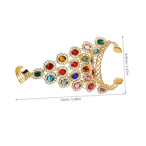 COLLBATH Bauchtanz Armband mit Ring Handkette aus Metall und Funkelnden Strasssteinen Elegantes Tanzschmuck Frauen Bequemes Schmuckaccessoire für Aufführungen und Hochzeiten von COLLBATH