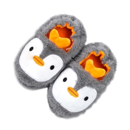 COLLBATH Baumwoll Hausschuhe Herbst Winter Warm Cartoon Pinguin Design Rutschfeste Weiche Atmungsaktive Pantoffeln für Jungen und Mädchen Langlebig und Komfortabel Innenlänge von COLLBATH