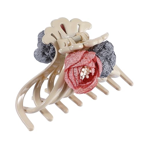 COLLBATH Blumenförmige Haarklammer Beige Haarklammer Großer Klammer Haarclip Fester Griff Eleganter Haarschmuck Für Damen Alltag Party Valentinstag von COLLBATH