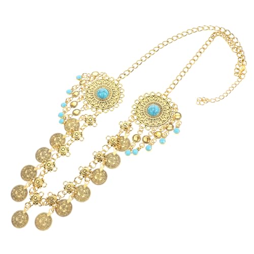 COLLBATH Boho Kopfkette mit Retro Blumen Goldfarbene Stirnkette mit Quasten Langlebiger Haarschmuck für Damen Vintage Brautschmuck Geeignet für Festivals und Besondere Anlässe von COLLBATH