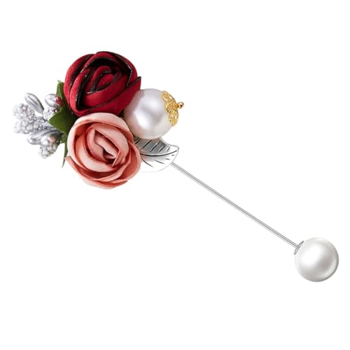COLLBATH Brosche Aus Legierung Rosenblumenbrosche Vintage Blumenbrosche Vintage Perlenbrosche Perlenbrosche Broch Blumenkleidung Mädchen Silberne Rose von COLLBATH