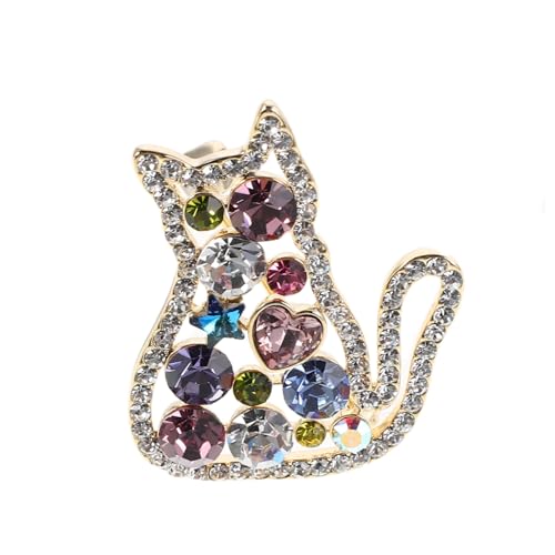COLLBATH Bunte Strass Katzenbrosche Damen Vintage Glänzende Tier Anstecknadel Leicht Metall Für Rucksack Hut Kleid Geschenk Schmuck Accessoire von COLLBATH
