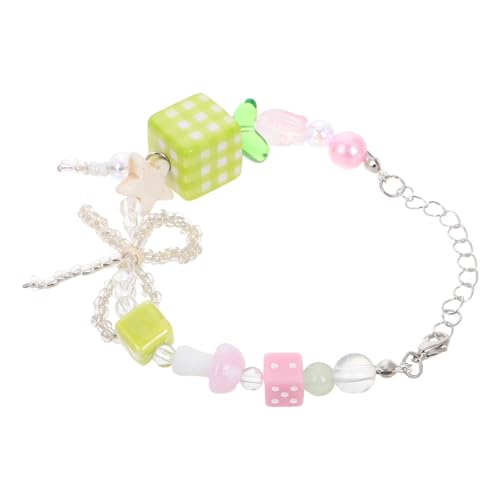 COLLBATH Buntes Beaded Armband mit Schleife für Damen Verstellbares Armband Leichtem Harz Schmuckstück für Hochzeit und Valentinstag Grün COLLBATH Buntes Beaded Armband mit Schleife für Damen Verstellbares Armband Leichtem Harz Schmuckstück für Hochzeit und Valentinstag Grün von COLLBATH