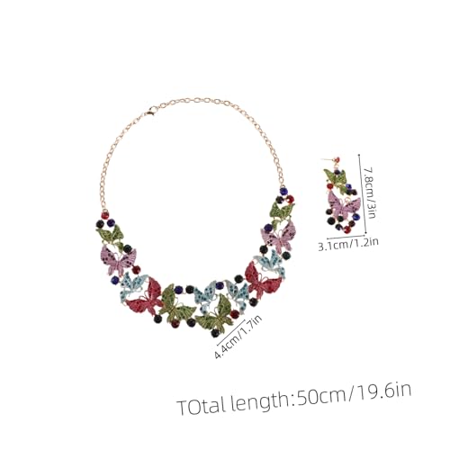 COLLBATH Buntes Schmetterling Schmuckset mit Funkelndem Statement Halskette und Ohrringen Hautfreundlich Langlebig mit Öl Einlegekunst für Bankette Hochzeiten und Festliche Anlässe von COLLBATH