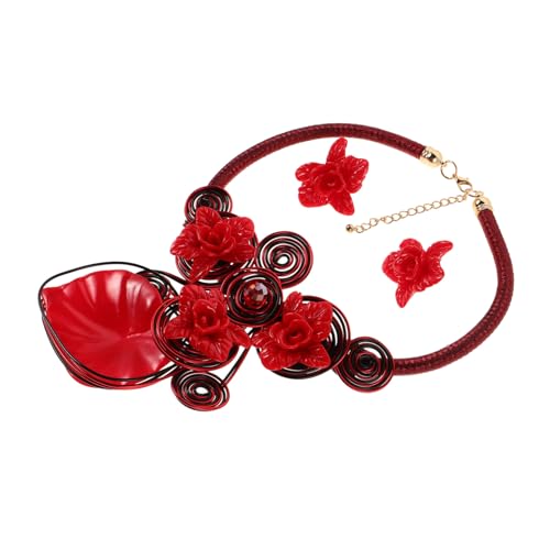 COLLBATH Chunky African Statement Schmuckset Handgefertigt Leichtes Aluminium-draht Blumen Halskette Ohrringe Boho Vintage Stil Für Frauen Hochzeit Party von COLLBATH
