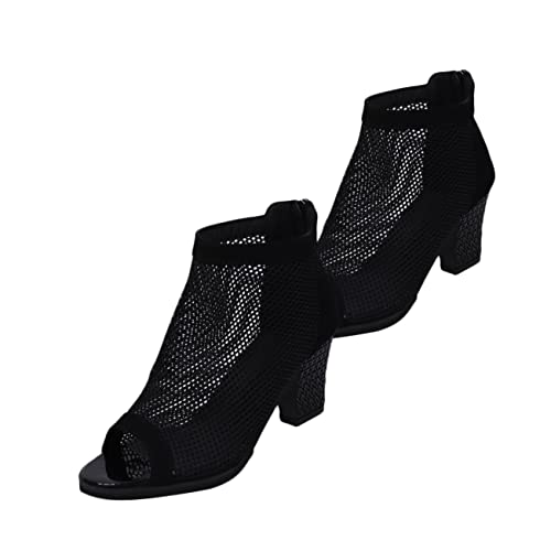 COLLBATH Chunky Heel Sandalen Damen Offene High Heels mit Fischmaul Ausschnitt Komfortabler Großer Absatz Sommerschuhe Schwarz von COLLBATH