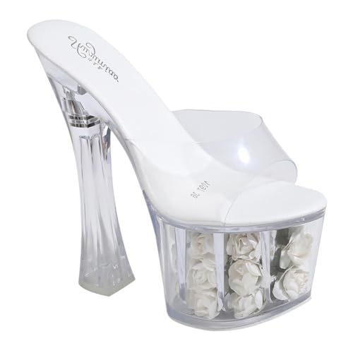 COLLBATH Crystal High Heel Sandalen Damen Sommer Hochzeitsschuhe Rutschfeste Gummisohle Modisch Bequem Elegante Plattform Weiß von COLLBATH