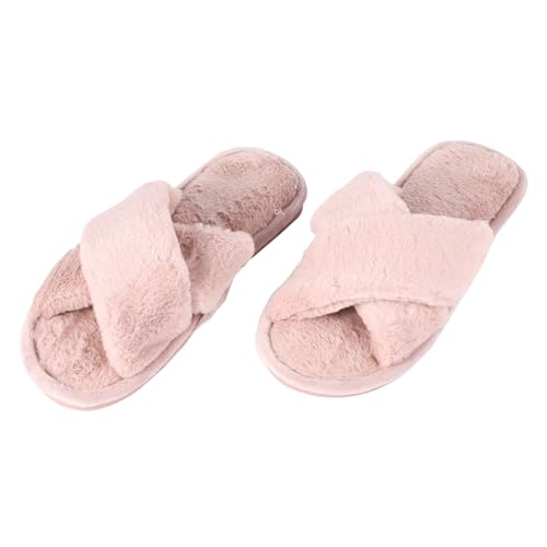 COLLBATH Damen Hausschuhe Plüsch Warm Gefütterte Indoor Pantoffeln Rutschfeste Sohle Offene Zehen Winter Slipper Komfortable Weiche Textur Zuhause Wohnzimmer Schuhe von COLLBATH