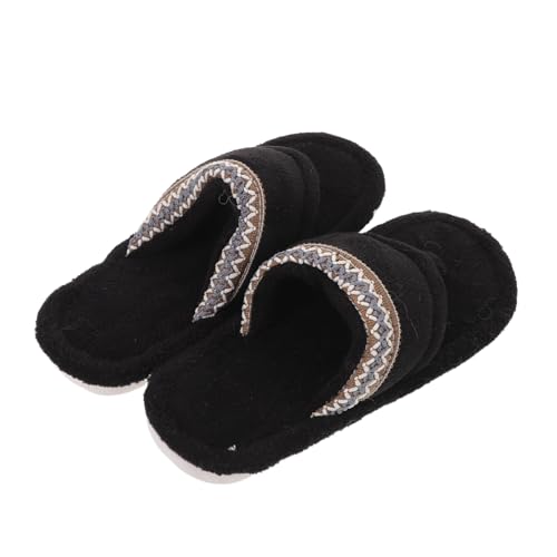 COLLBATH Damen Hausschuhe Warm Gefüttert Slipper Atmungsaktive Bequeme Sommerschuhe mit Dickem Boden Weiche Warme Sandalen in Schwarz Leichte Indoor Fußwärmer COLLBATH Damen Hausschuhe Warm Gefüttert Slipper Atmungsaktive Bequeme Sommerschuhe mit Dickem Boden Weiche Warme Sandalen in Schwarz Leichte Indoor Fußwärmer von COLLBATH