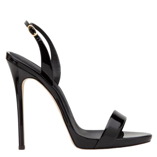 COLLBATH Damen High Heel Sandalen aus Metall Dünner Absatz Schwarz Bequemes Design Modisch zu Kleidern und Röcken für Sommer und Besondere Anlässe von COLLBATH