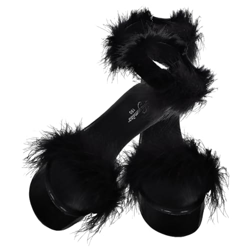 COLLBATH Damen High Heels Sandaletten mit Pfennigabsatz und Wasserabweisendem Material Stilvolle Federverzierung Rutschfeste Sommer Damenschuhe Absatzsandalen für Frauen und von COLLBATH