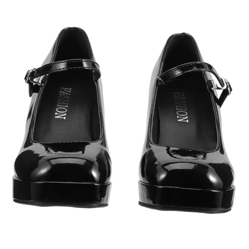 COLLBATH Damen High Heels aus Kunstleder mit Grobem Blockabsatz Stilvolle Schwarze Plattform Schuhe für Arbeit Party Hochzeit und Alltag Komfortabel und Langlebig von COLLBATH