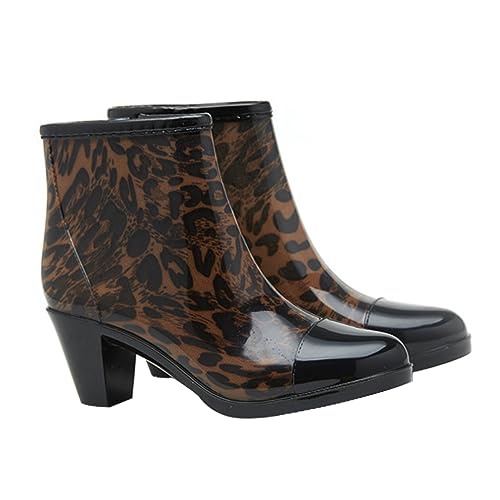 COLLBATH Damen Kurze Regenstiefel mit Seitlichem Reißverschluss Modische High Heels Rutschfeste Gummisohlen Komfortabel und Langlebig Geeignet für Outdoor Camping Wandern und Alltag von COLLBATH