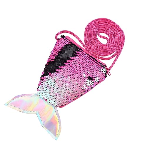 COLLBATH Meerjungfrauen Geldbeutel Mit Pailletten Für Damen Umhängetasche Für Mädchen Sling-Geldbeutel Wechselgeldhalter Tasche Für Geschenke Rosenrot von COLLBATH