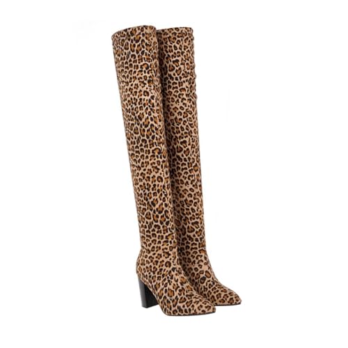 COLLBATH Damen Overknee Stiefel mit Dickem Absatz Warmes Material für Herbst Winter Modische Oberschenkelhohe High Heel Boots Bequemes Design Elegant für Formelle Anlässe Einfache von COLLBATH