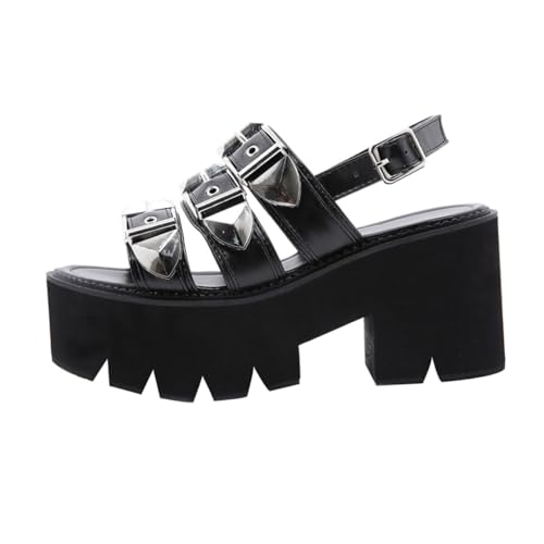 COLLBATH Damen Sandalen Keilabsatz Schwarz Modische Rutschfeste Sommerschuhe mit Dicker Plateau sohle Chic und Komfortabel für Frauen Vielseitig Kombinierbar Stylische Offene Zehenform von COLLBATH