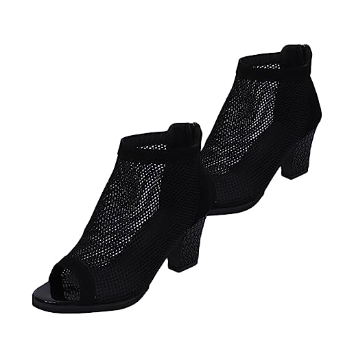 COLLBATH Damen Sandalen mit Hohem Blockabsatz Luftiges Netzdesign Bequeme Chunky Heels Schwarzer Fischmaul Stil High Heel Schuhe für Alltag und Party COLLBATH Damen Sandalen mit Hohem Blockabsatz Luftiges Netzdesign Bequeme Chunky Heels Schwarzer Fischmaul Stil High Heel Schuhe für Alltag und Party von COLLBATH