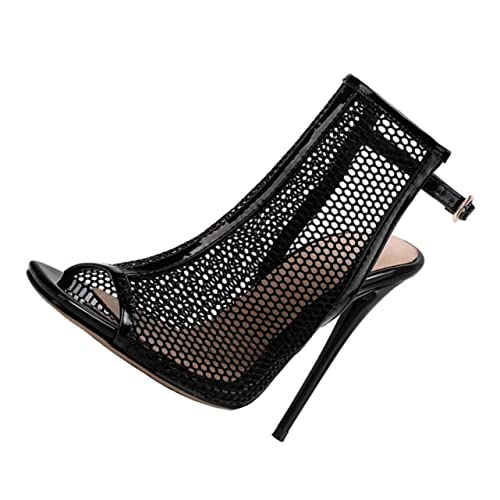 COLLBATH Damen Sandaletten mit Cutout Design Peep Toe Hoher Absatz Rutschfest und Verschleißfest Vielseitig für Party Abend Alltag Schwarz von COLLBATH
