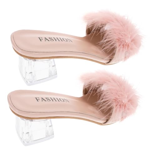 COLLBATH Damen Sommerschuhe Slipper mit Chunky Absatz Offene Zehen Atmungsaktive Pantoletten aus PU und Gummi Bequeme Freizeit Hausschuhe für Strand und Alltag von COLLBATH