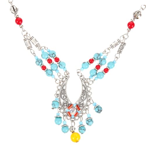 COLLBATH Damen Stirn Kette Haarschmuck Vintage Design mit Blauem Verstellbar für Hochzeiten Partys Täglichen Gebrauch Stilvolles Accessoire für Frauen von COLLBATH