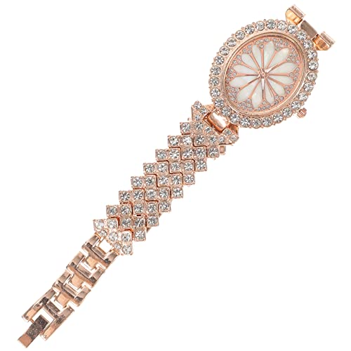 COLLBATH Armbanduhr Damen Lederarmband Mit Strasssteinen Uhrenornament Zarte Stilvolle Freizeituhr Verstellbares Armband Für Damenhandgelenke von COLLBATH