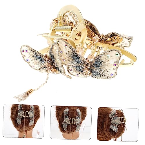 COLLBATH Doppelschmetterling Haarklammer mit Quaste Damen Haarspange aus Kupferlegierung Elastischer Haarschmuck für Dünnes und Dickes Haar Komfortabel Geeignet für Hochzeit Party Alltag von COLLBATH