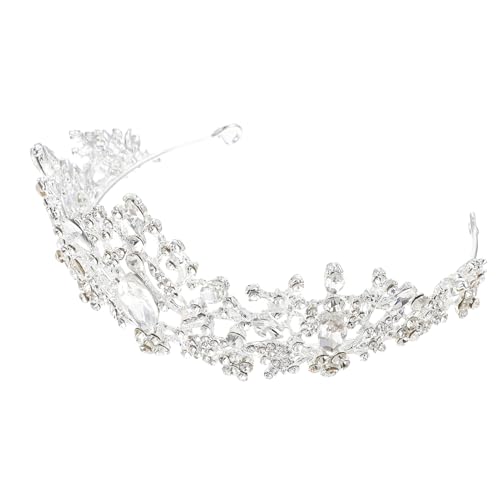 COLLBATH Elegante Braut Strasskrone Haarschmuck Silber mit Funkelnden Kristallen für Hochzeit Party Abschlussball und Festzug Feines Diadem für Damen und Braut Robust und Formbeständig von COLLBATH