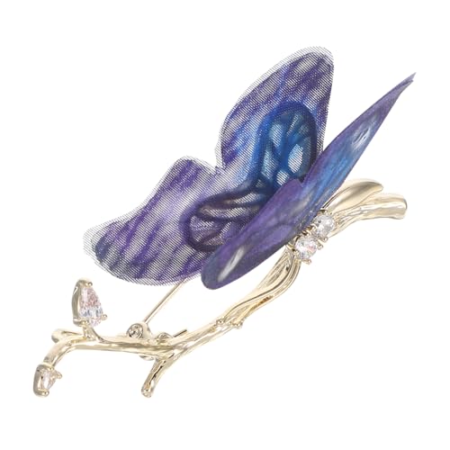 COLLBATH Elegante Schmetterling Brosche aus Organza und Kupfer mit Funkelnden Strasssteinen Leichter Damen Anstecknadel für Jacken Cardigans Schals und Festliche Abendkleider von COLLBATH
