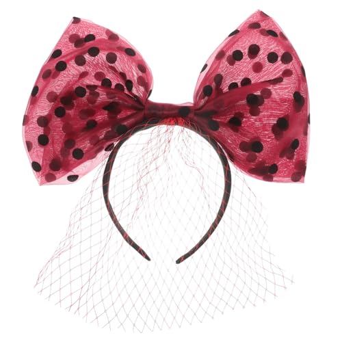 COLLBATH Stirnband Für Mädchen Mit Schleifen Breites Stirnband Aus Tüllstoff Mit Punktmustern Kopfbedeckung Für Mottopartys Und Cosplay von COLLBATH