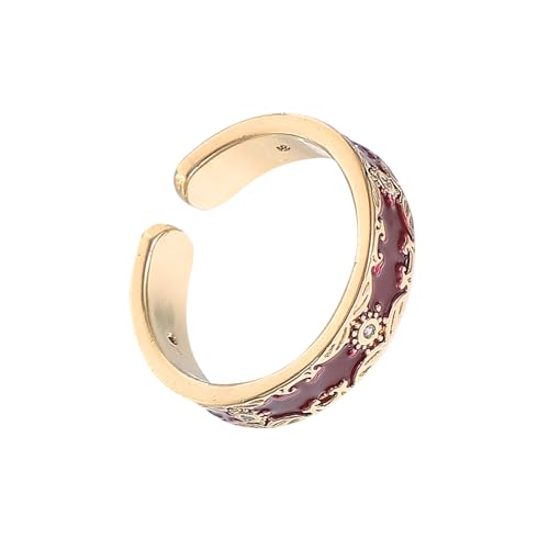 COLLBATH Offener Emaille-ring Mit Blume Für Damen Verstellbar Funkelnde Zirkonia-akzente Chinesischer Stil Für Alltag Und Parties Langlebige Farbe von COLLBATH