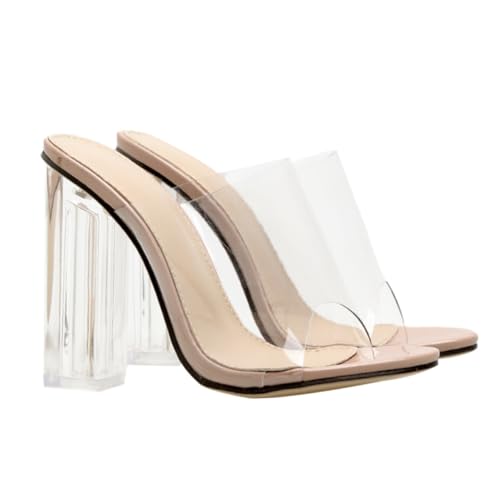 COLLBATH Fashionable Transparente High Heel Sandalen Damen Sommer Schuhe Tpr PVC Rutschfest Elegant Offene Zehen Absatz Passend zu Kleid Bluse Tasche von COLLBATH