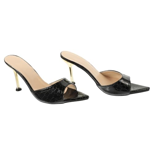 COLLBATH Feine Damen Sandaletten mit Spitz Zulaufendem Absatz Modische Sommerpantolette in Schwarz Eleganter High Heel für Party Freizeit und Zuhause Langlebiges Material Zufällige Farbe von COLLBATH