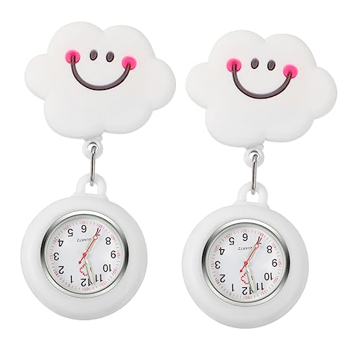 COLLBATH Einziehbare Krankenschwesteruhr 2 Stück Analog Quarzwerk Leichte Ansteckuhr mit Karabiner Praktische Taschenuhr für Pflegepersonal und Studenten Tragbar und Komfortabel von COLLBATH