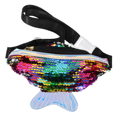 COLLBATH Fischschwanz Damen Hüfttasche Mit Pailletten Multifunktionale Umhängetasche Aus Pu Material Leichte Brusttasche Für Reisen Und Freizeit Für Handy Geldbörse Und Schlüssel von COLLBATH