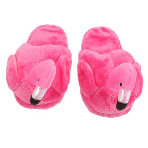 COLLBATH Flamingo Hausschuhe Damen Flauschige Slipper Warm Kuschelig Rutschfest Komfortable Indoor Schlappen für Zuhause Memory-schaum Beerenrot von COLLBATH