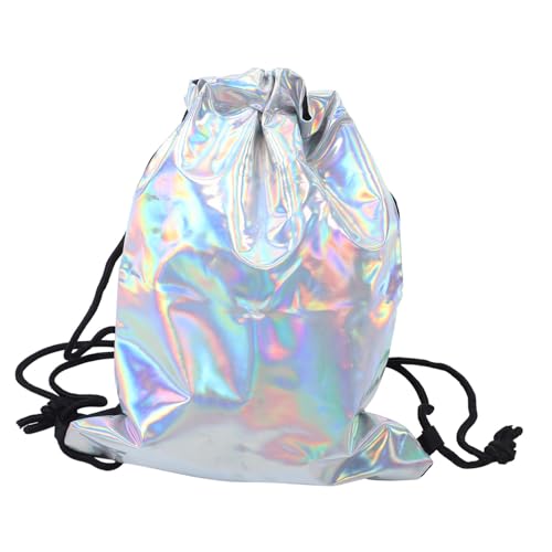 COLLBATH Holografische Kordeltasche Für Damen Rucksack Mit Kordelzug Großes Fassungsvermögen Praktisch Für Schule Und Alltag Pu-Material Mit Angenehmer Haptik von COLLBATH