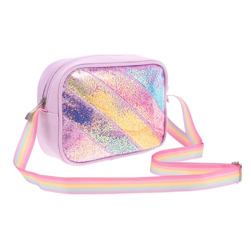 COLLBATH Glitzertasche mit Pailletten Verstellbare Umhängetasche mit Regenbogen Sternenmuster Leichte Cartoon Schultertasche für Mädchen und Kleinkinder Robuste Kreative Crossbody Tasche von COLLBATH