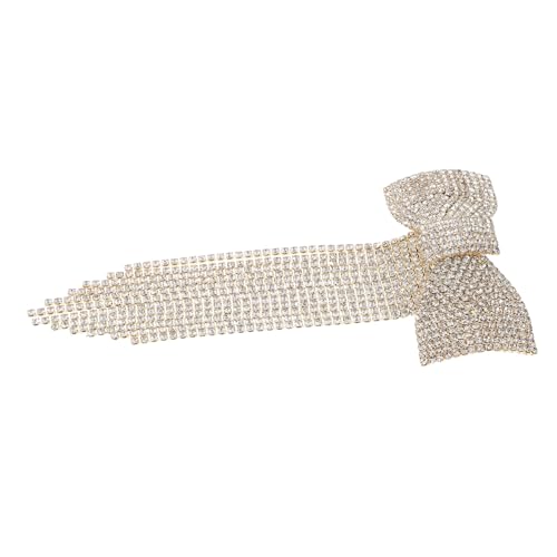 COLLBATH Goldfarbene Haarklammer mit Strasssteinen und Langem Quasten Anhänger Bow Claw Clip Modischer Haarschmuck für Damen Geeignet für Hochzeit Party und Alltag von COLLBATH