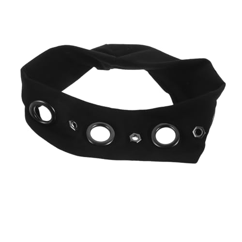 COLLBATH Grommet Elastic Headband Damen Punk Rock Stil Breites Elastisches Haarband mit Hohlösen Stretchy Komfort für Musikfestivals Partys und Alltag Schwarzes Vintage Haaraccessoire von COLLBATH