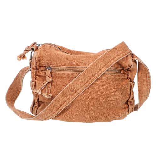 COLLBATH Große Damen Canvas Umhängetasche aus Denim mit Mehreren Fächern Leichte Geräumige Schul Reiseshopper mit Sicherem Multipocket-design in Dunkelbraun von COLLBATH