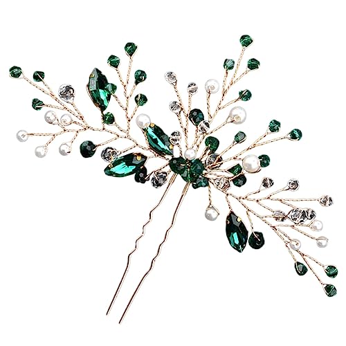 COLLBATH Grüne Strass Haarspange U Form Haarnadel Brautschmuck Hochzeits Accessoire Damen Braut Haarnadel für Festliche Anlässe und Hochzeit von COLLBATH