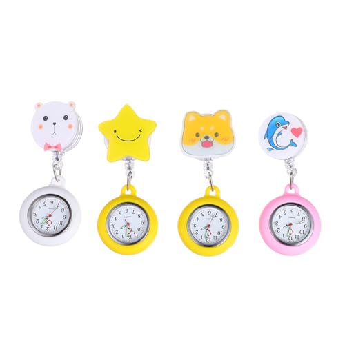 COLLBATH Hängende Uhr 4 Stück Dehnbare Taschenuhren Cartoon-Design Gesundheitswesen Freunde von COLLBATH