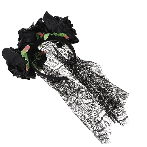 COLLBATH Halloween Haarreif mit Schwarzer Spitze und Großer Rosenblüte Floraler Haarschmuck für Party Karneval und Festliche Anlässe Leicht und Angenehm zu Tragen Perfektes Accessoire für von COLLBATH