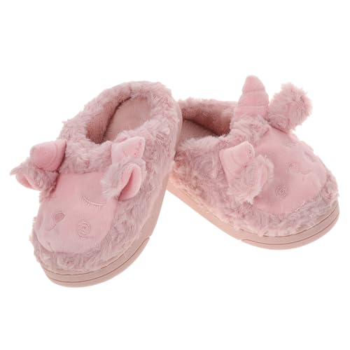 COLLBATH Hausschuhe Cartoon Baumwollslipper Winter Warm Rutschfeste Pantoffeln mit Tpr Sohle und Strapazierfähig für Indoor Zuhause Mädchen Jungen Rosa von COLLBATH