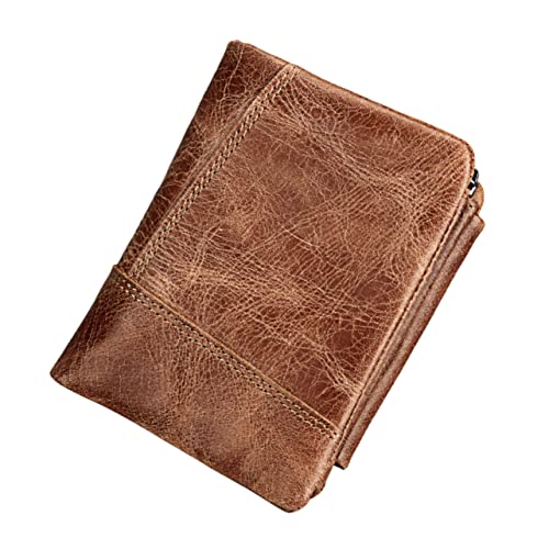 COLLBATH Einfache Dreifach Gefaltete Herren-geldbörse Aus Rindsleder Mit Reißverschluss Und Mehreren Kartenfächern Für Bargeld Kreditkarten Und Ausweise Für Geschäftsbedarf Braun von COLLBATH
